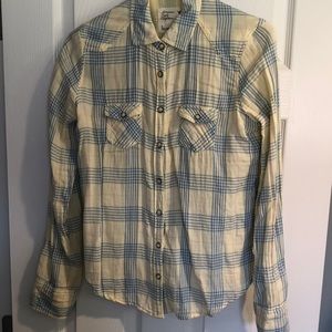 Size 8 Yellow/Blue Cotton Long Sleeve Top from American Eagle
